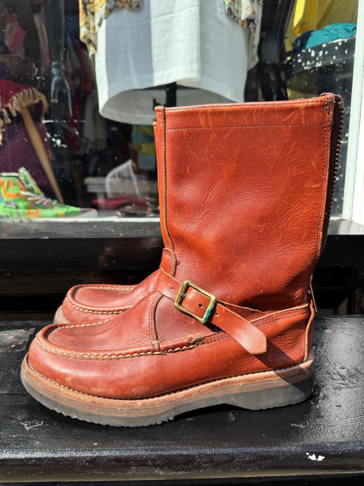 1960s Russell Moccasin Zephyr Brown Leather Engineer Boots