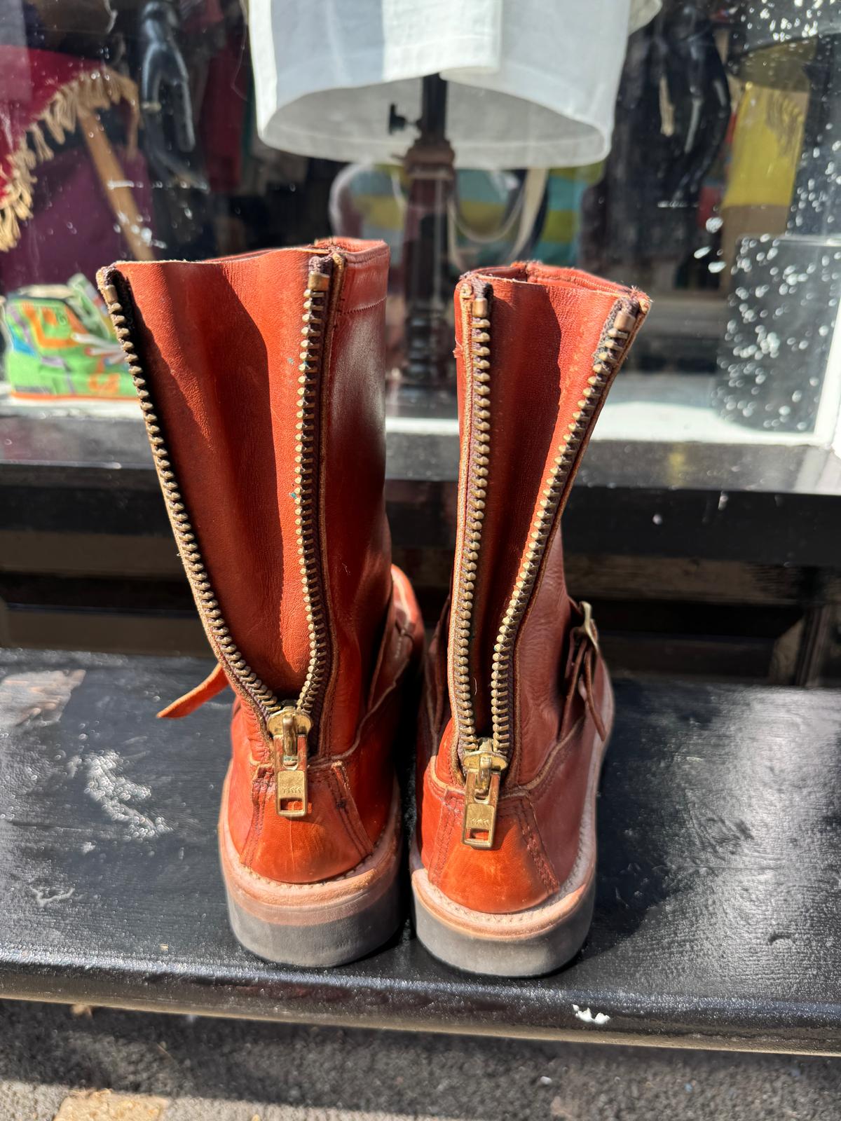 1960s Russell Moccasin Zephyr Brown Leather Engineer Boots