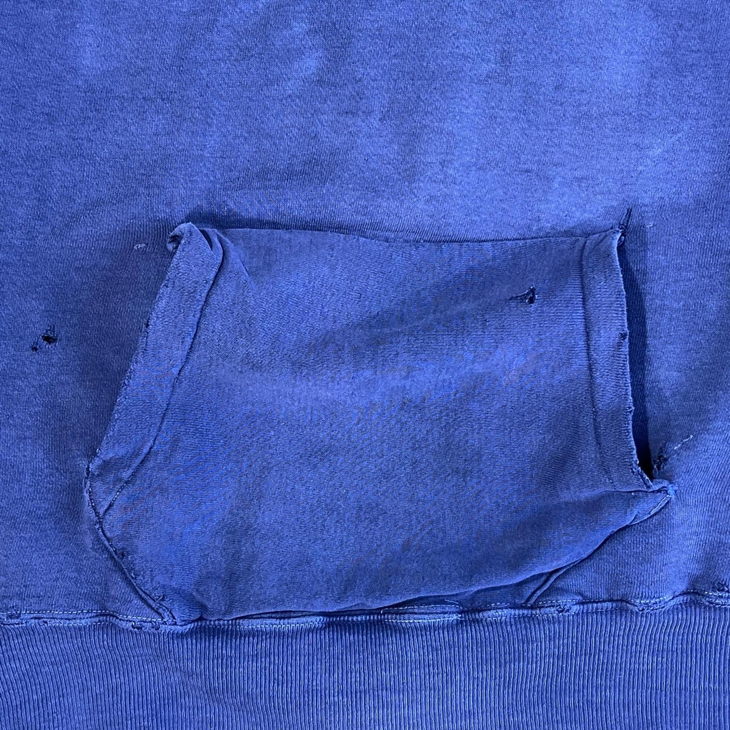 1950s ~ 1960s Pilgrim Faded & Distressed Navy Blue Waffle Thermal Lined Hoodie Sweatshirt