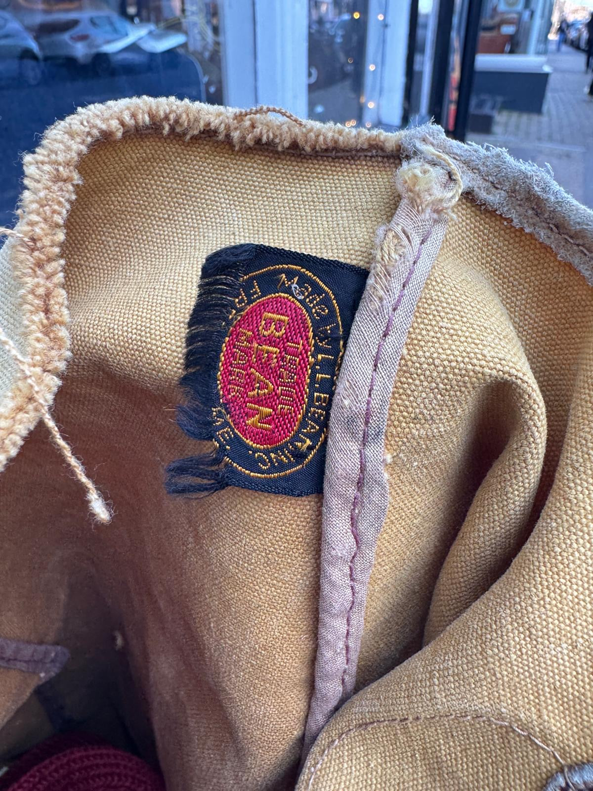 1940s L.L.Bean Small Canvas Tote Bag with Brown Leather Handle