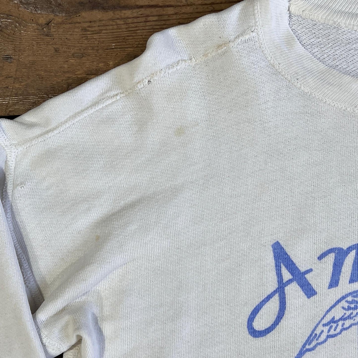 1950s Single V White Sweatshirt with American Field Service Print