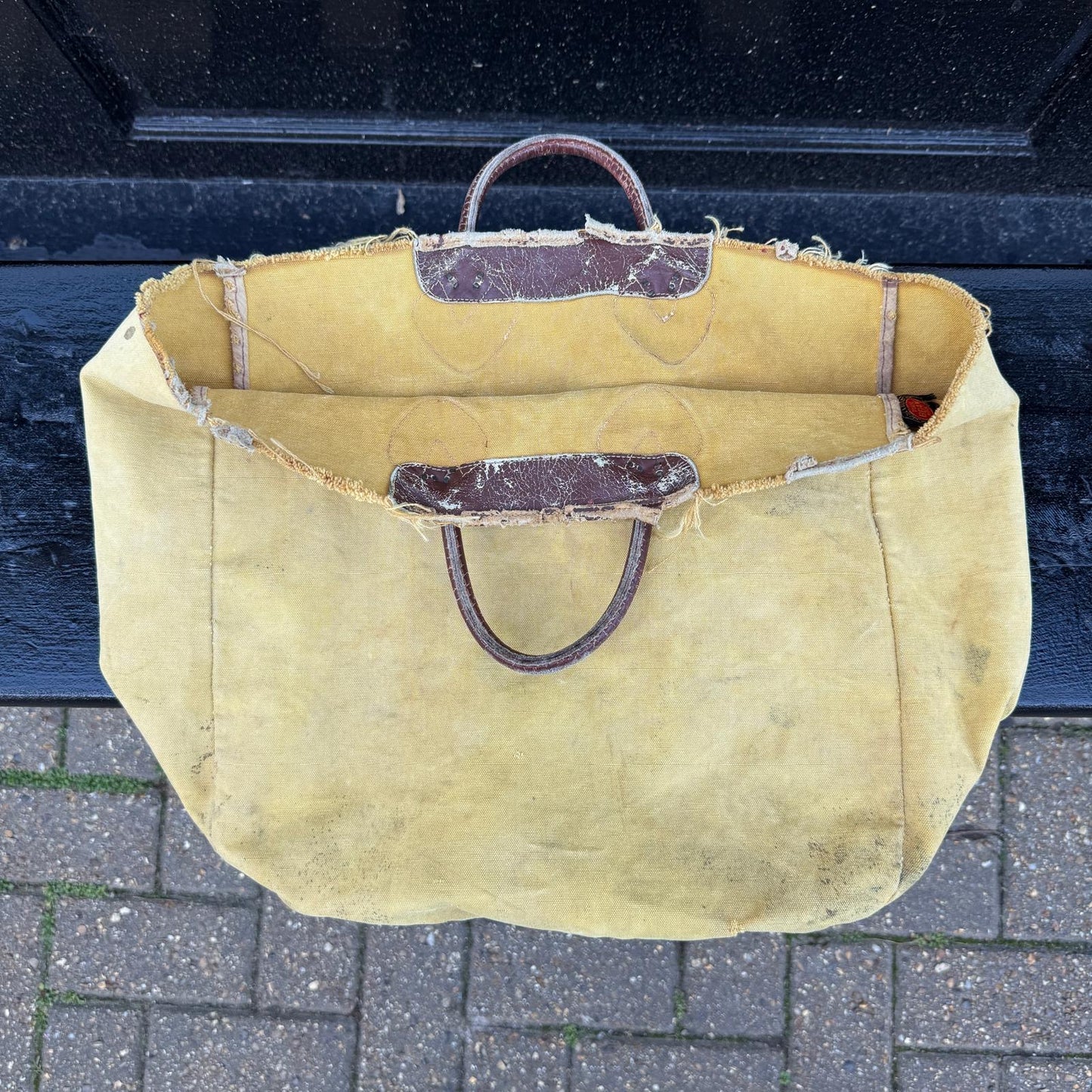 1940s L.L.Bean Small Canvas Tote Bag with Brown Leather Handle