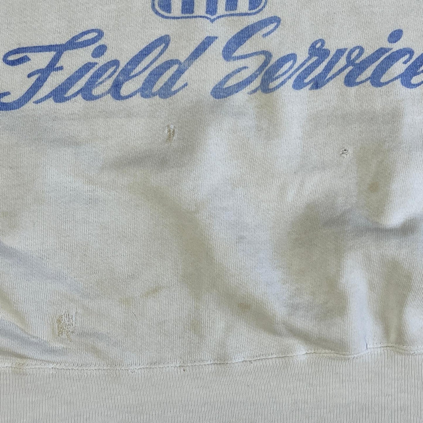 1950s Single V White Sweatshirt with American Field Service Print