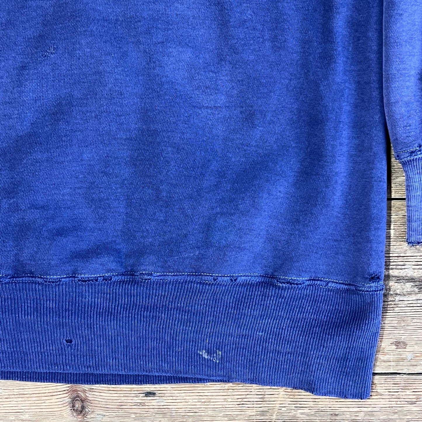 1950s ~ 1960s Pilgrim Faded & Distressed Navy Blue Waffle Thermal Lined Hoodie Sweatshirt