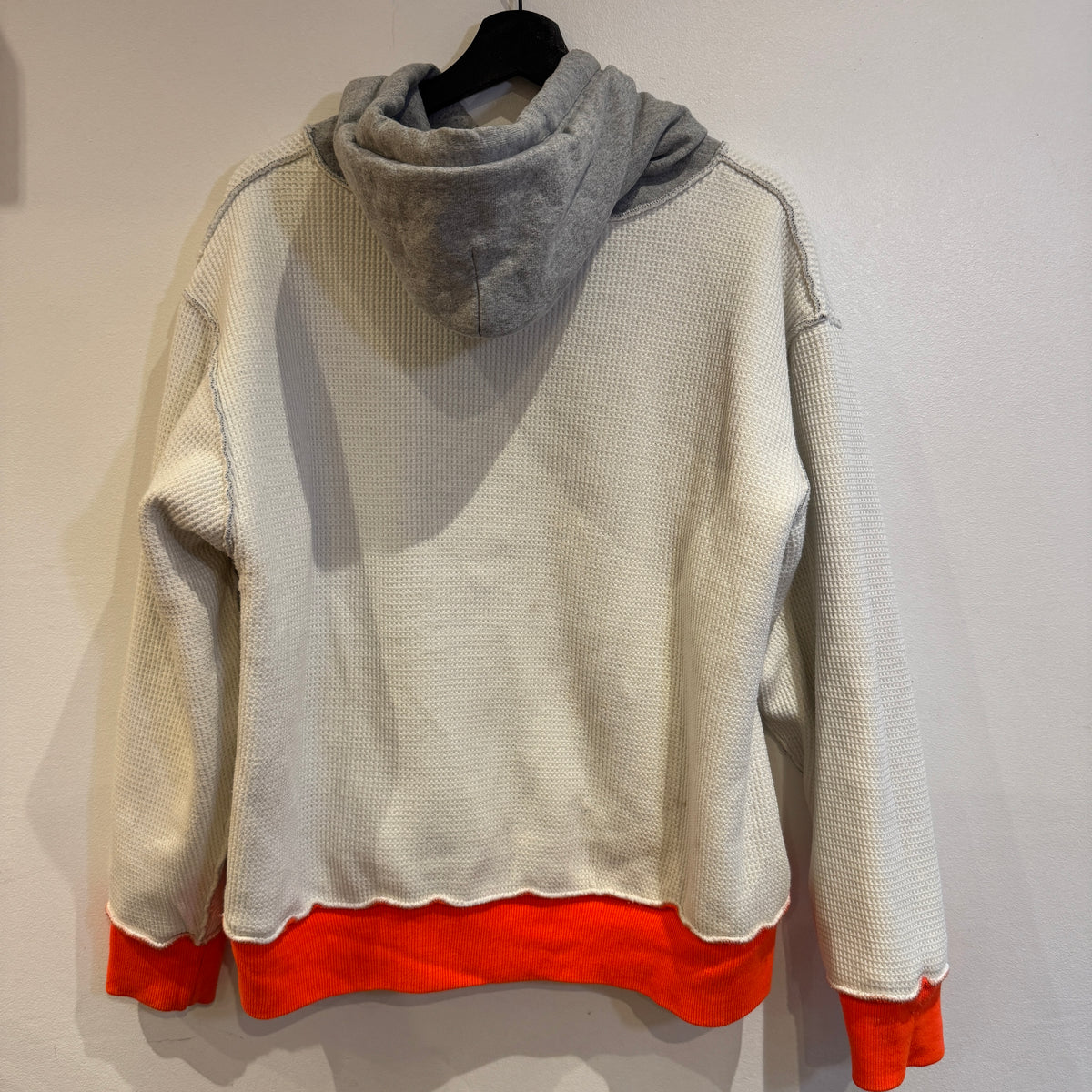 1990s Camber Medium Heather Grey Waffle Thermal Lined Hoodie Super Boxy Sweatshirt