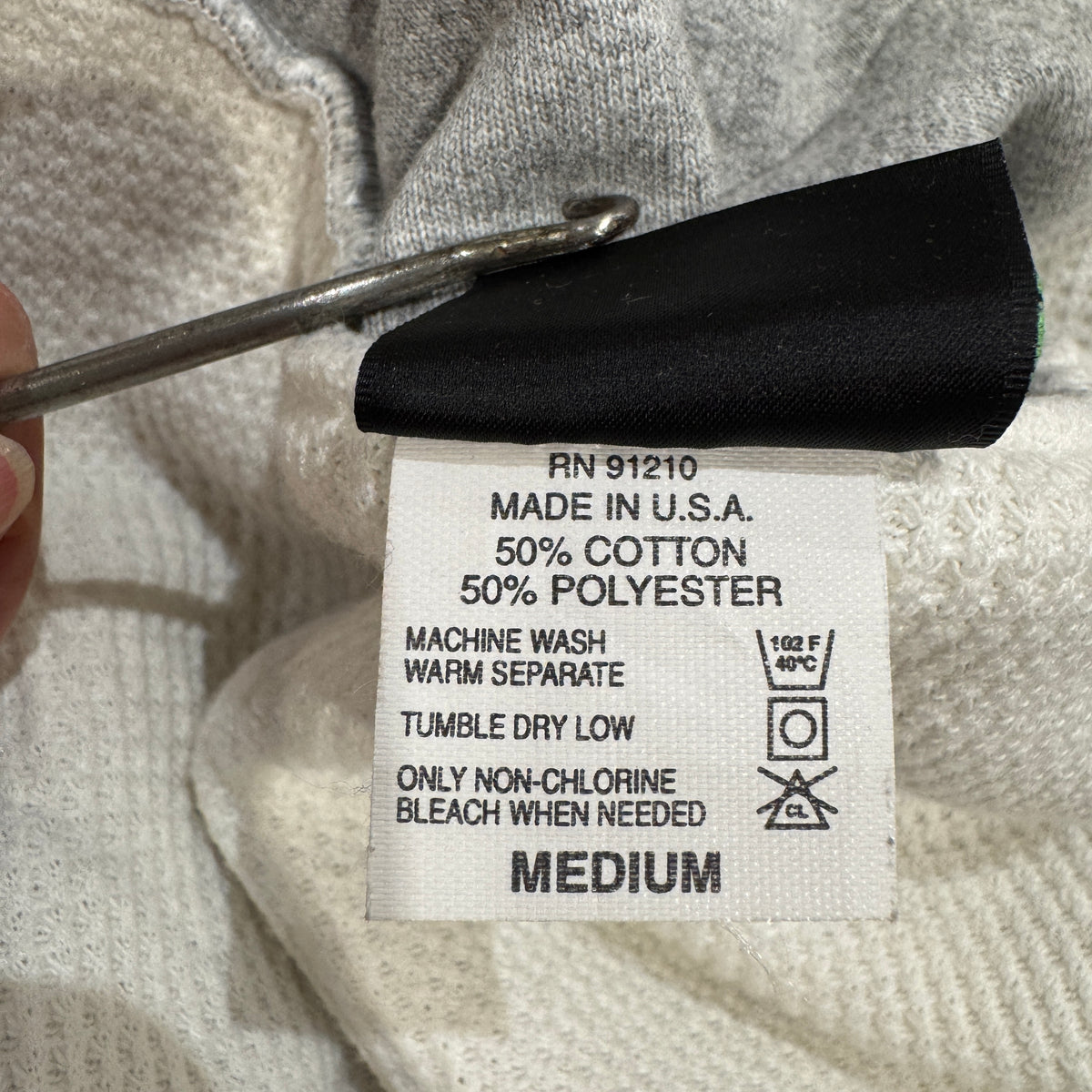 1990s Camber Medium Heather Grey Waffle Thermal Lined Hoodie Super Boxy Sweatshirt