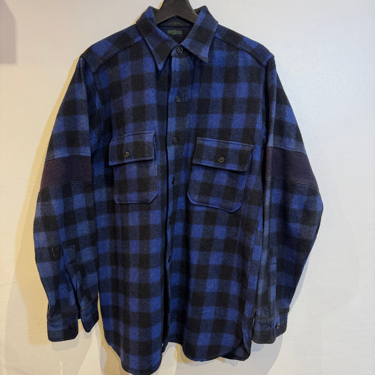 1930s Montgomery Ward Blue Black Checkered Flannel Shirt