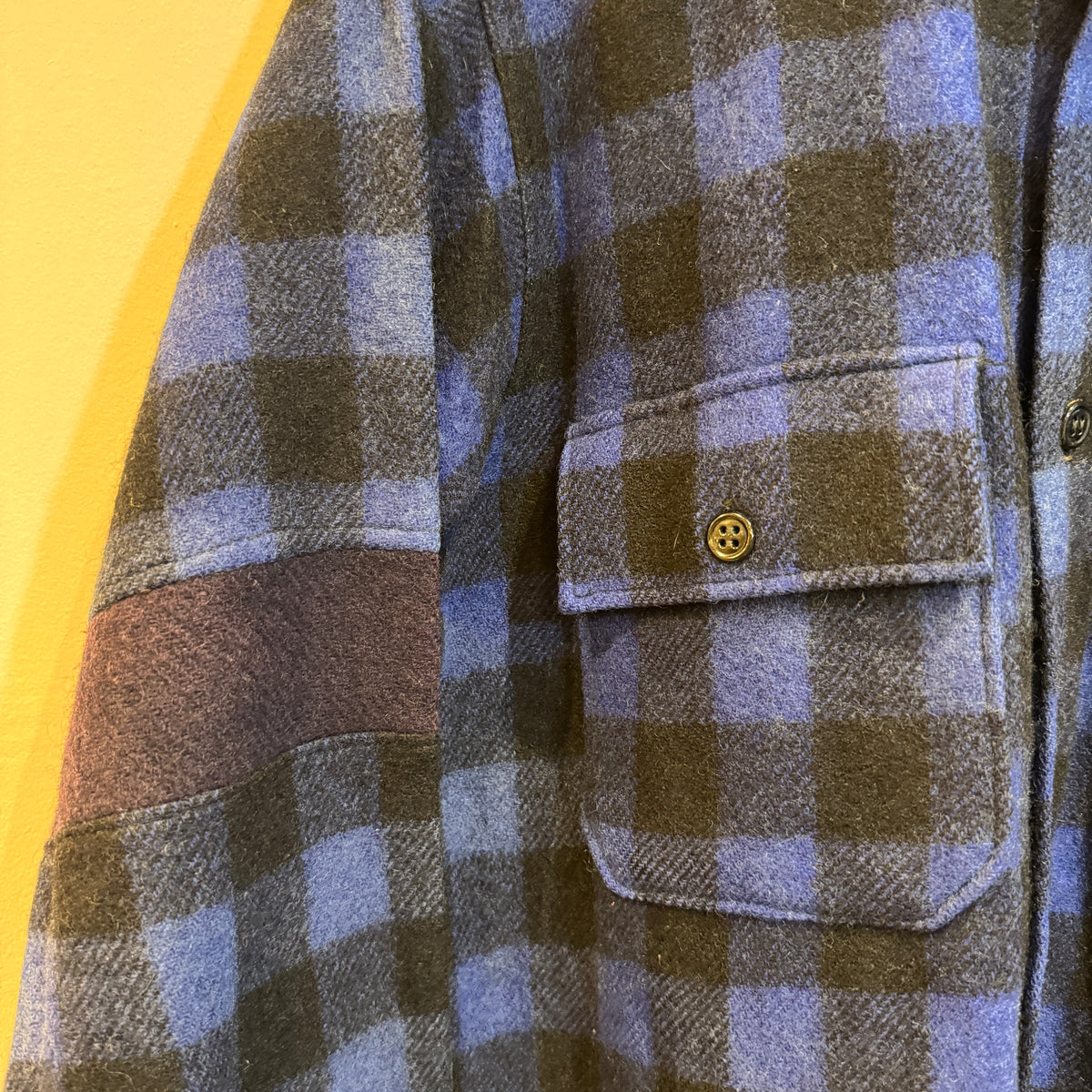1930s Montgomery Ward Blue Black Checkered Flannel Shirt