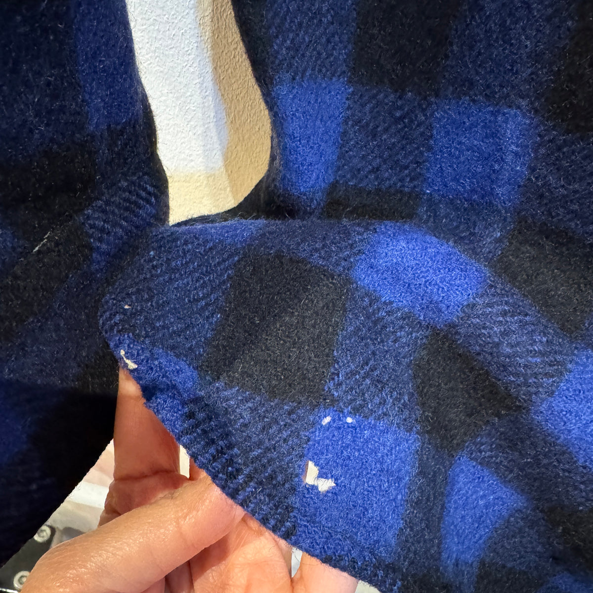 1930s Montgomery Ward Blue Black Checkered Flannel Shirt
