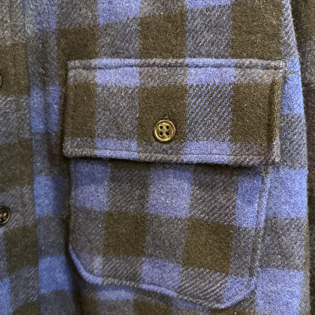 1930s Montgomery Ward Blue Black Checkered Flannel Shirt