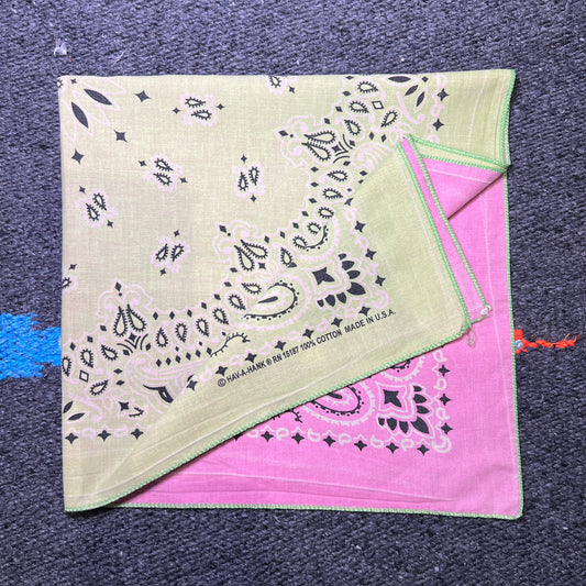 HAV-A-HANK Pink and Lime Green Color 2 Tone Bandana