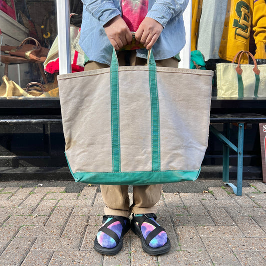 1970s L.L.Bean Green Beige Large Boat and Tote Bag