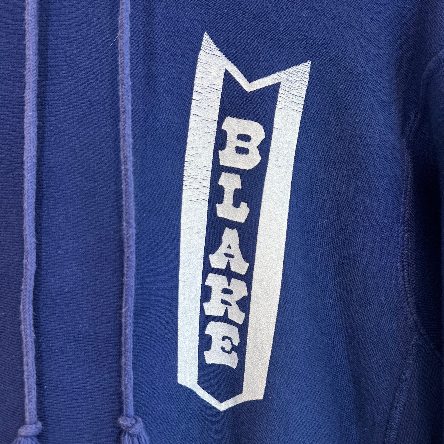 1973s ~ 1975s Champion Single Color Tag Blue Hoodie Sweatshirt with Blare Print