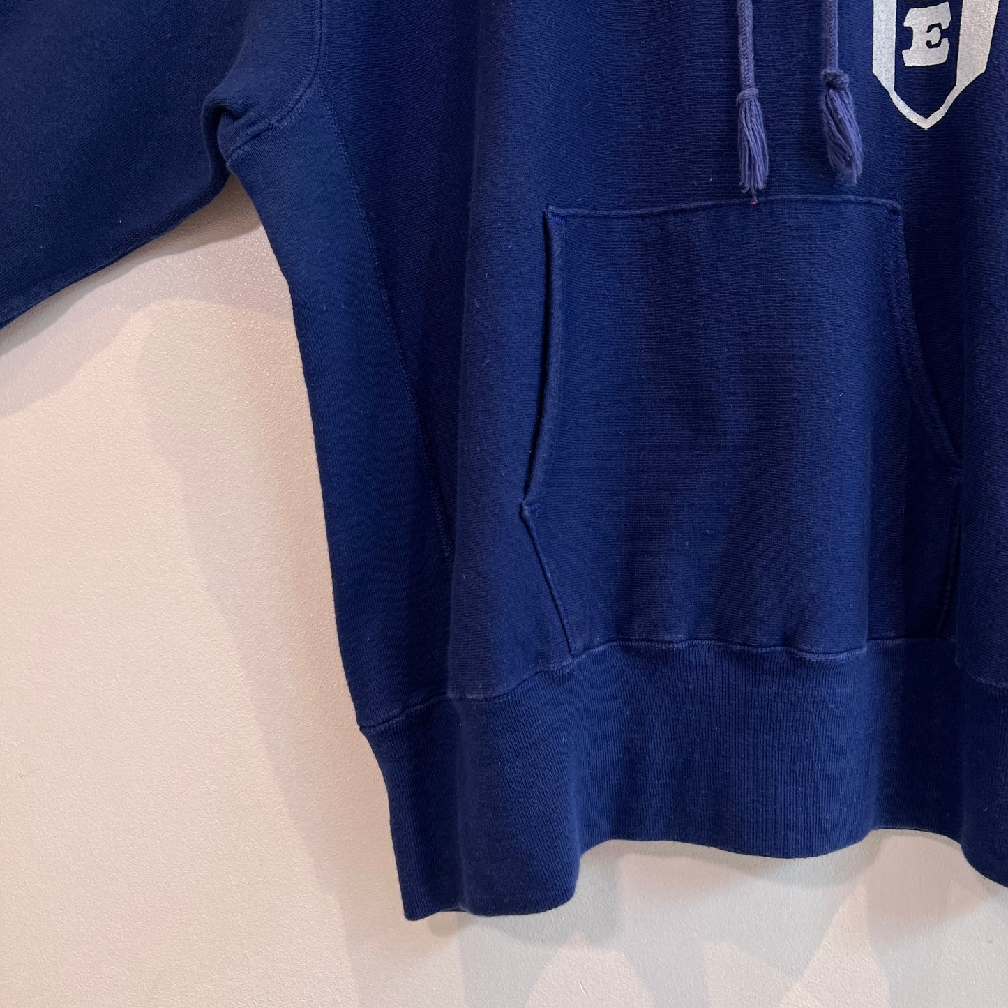 1973s ~ 1975s Champion Single Color Tag Blue Hoodie Sweatshirt with Blare Print