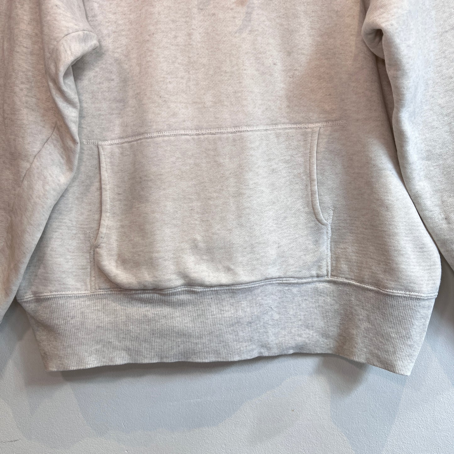 1960s Brent Light Heather Grey Waffle Thermal Lined Hoodie Sweatshirt