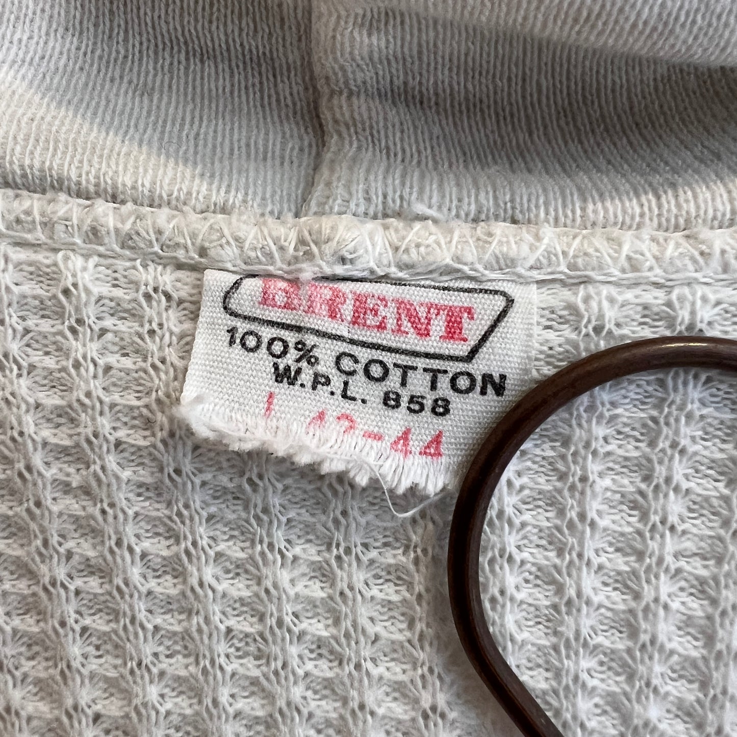 1960s Brent Light Heather Grey Waffle Thermal Lined Hoodie Sweatshirt