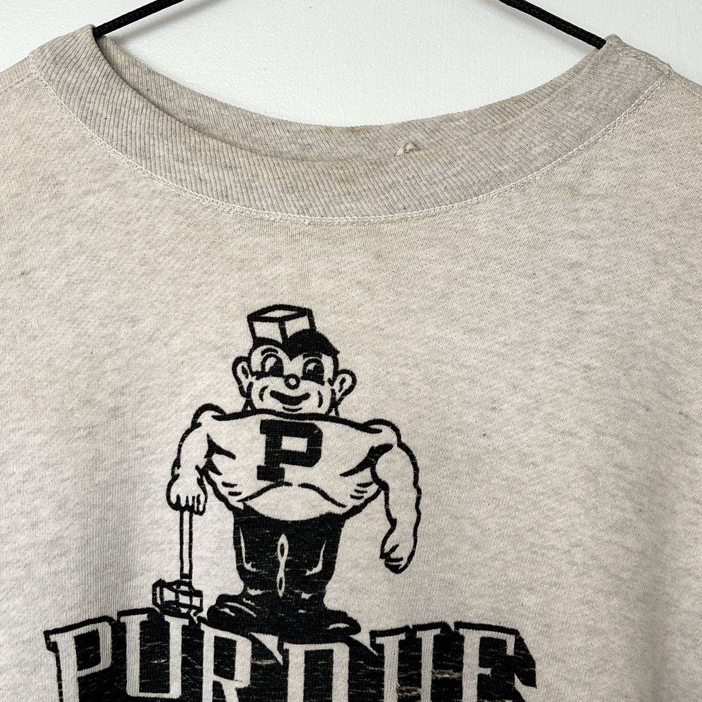 1951s ~ 1961s Champion Heather Grey Sweatshirt with Purdue Boilermakers Print