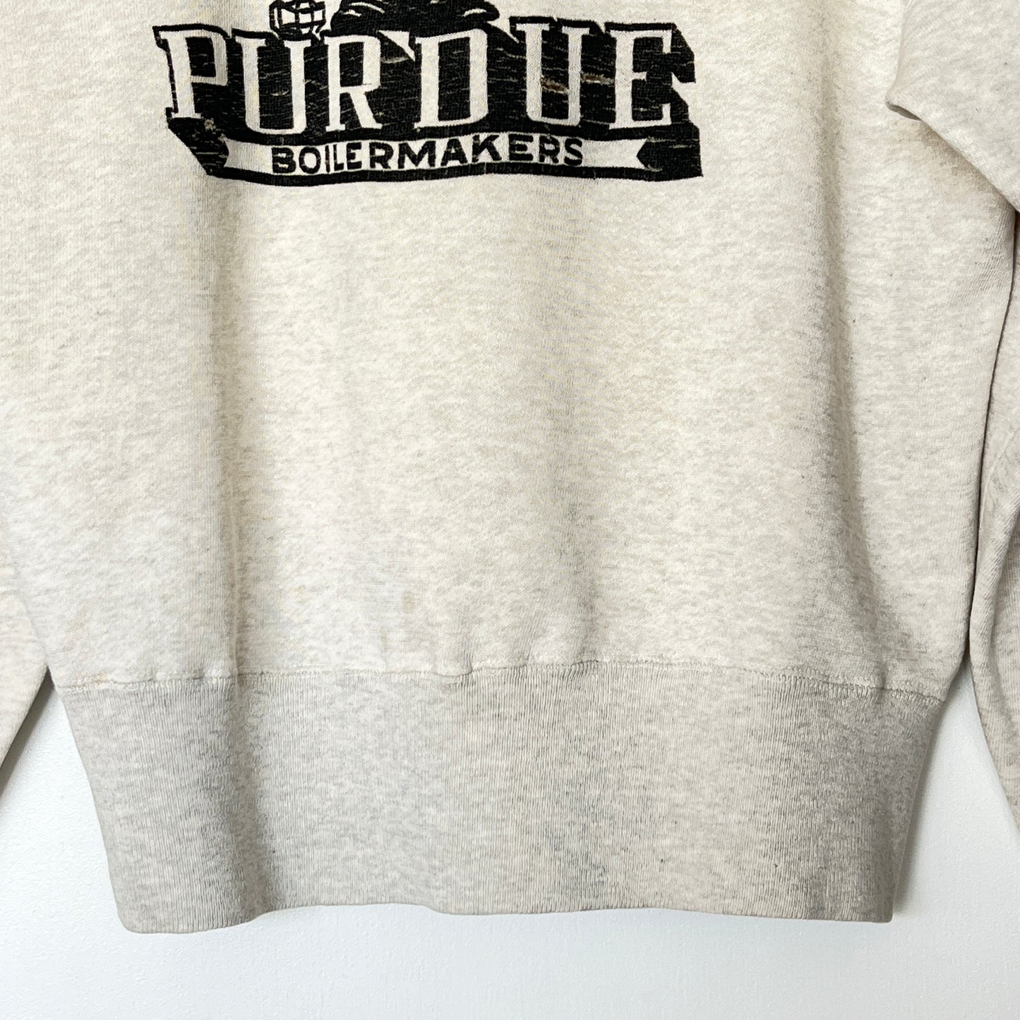 1951s ~ 1961s Champion Heather Grey Sweatshirt with Purdue Boilermakers Print