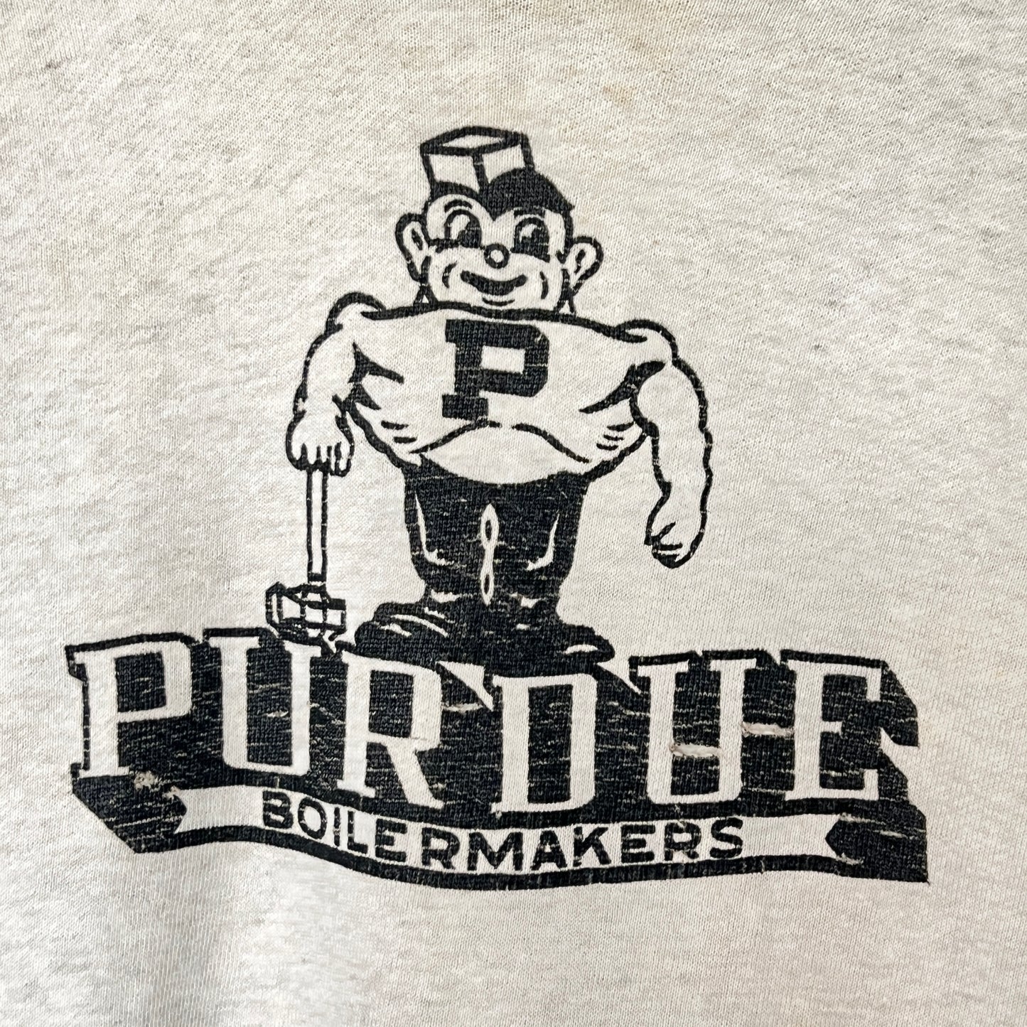 1951s ~ 1961s Champion Heather Grey Sweatshirt with Purdue Boilermakers Print