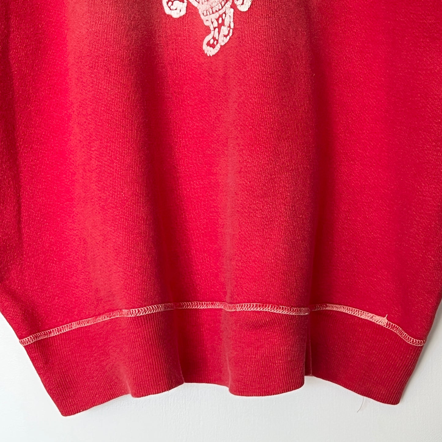 1960s Red Sweatshirt with Wisconsin Flock Print