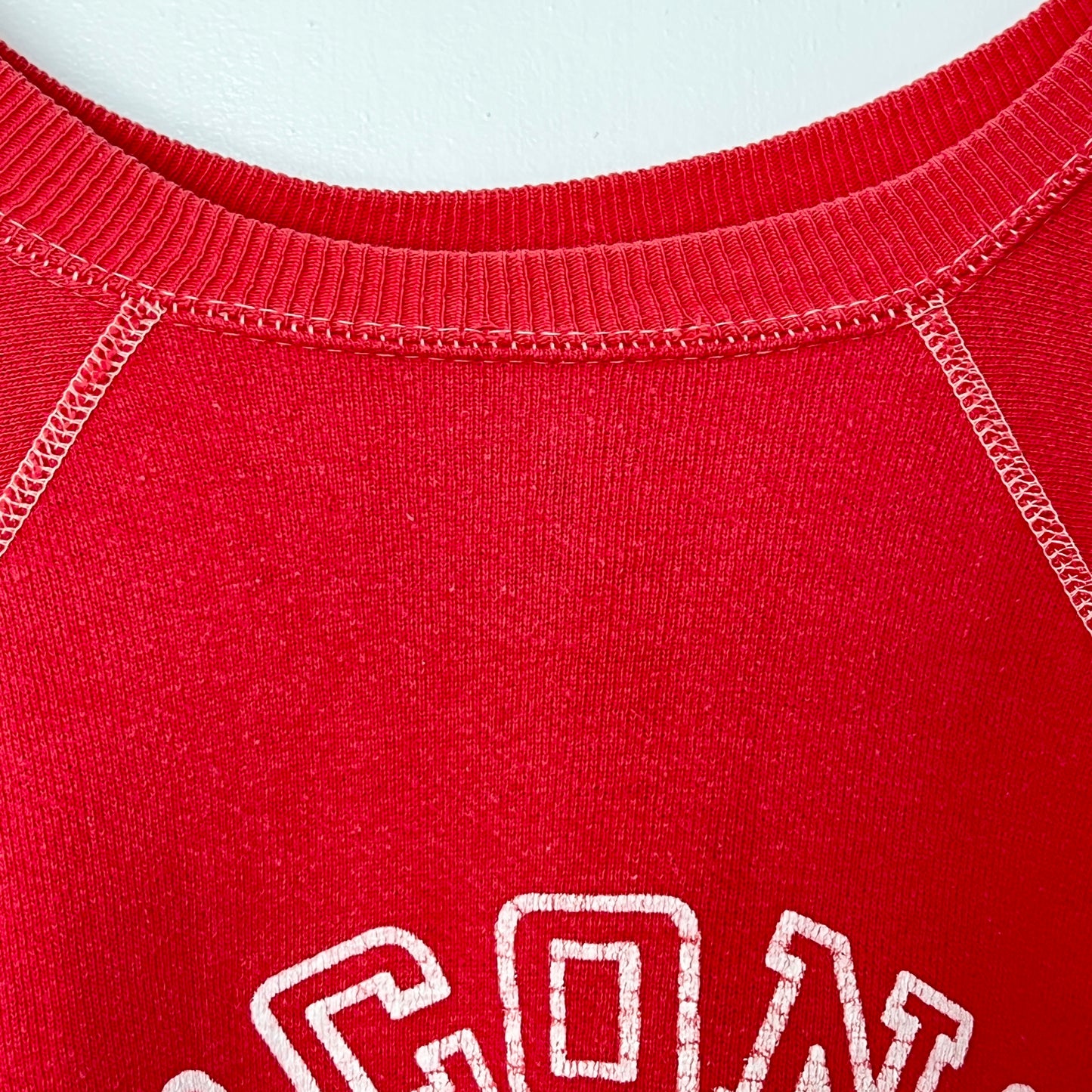 1960s Red Sweatshirt with Wisconsin Flock Print