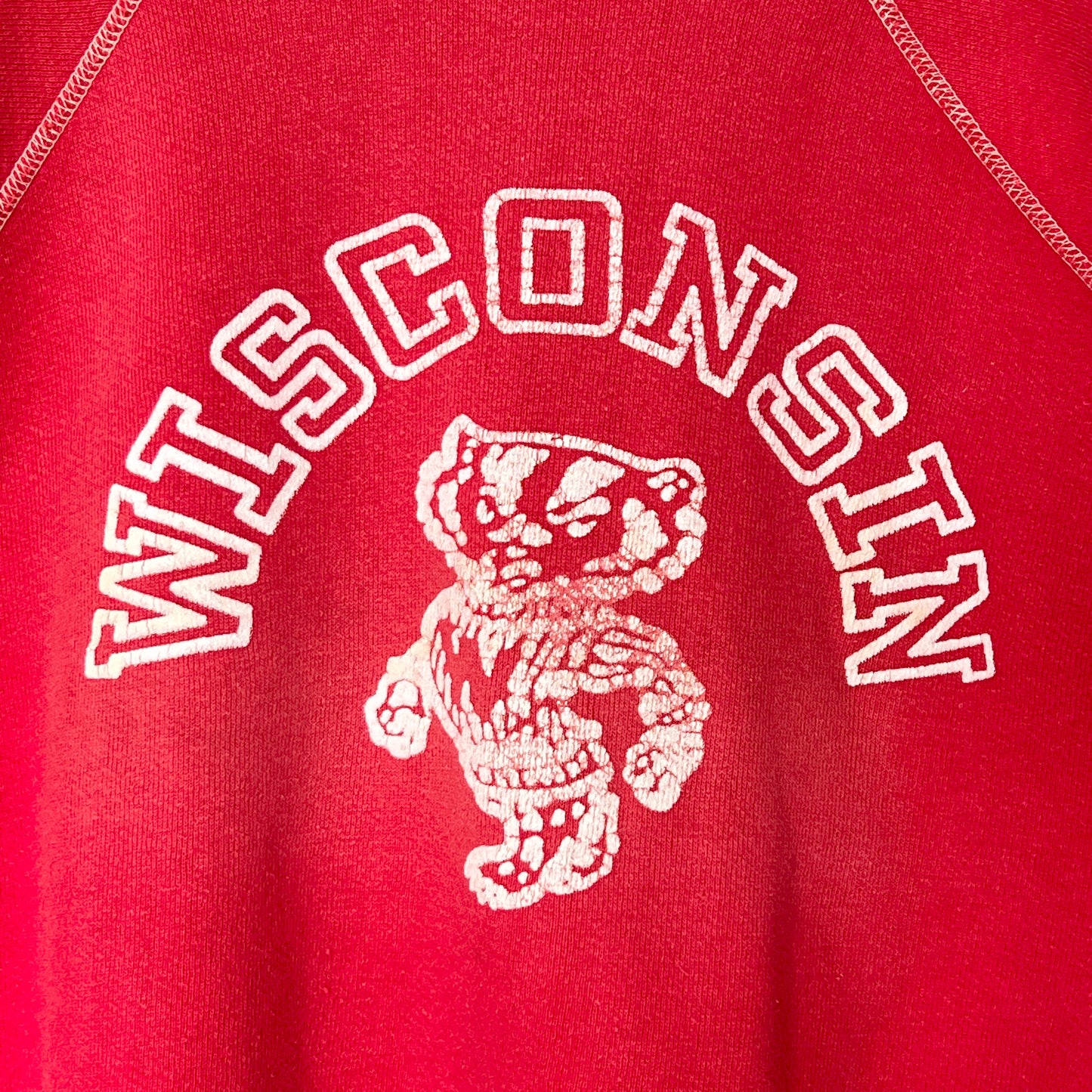 1960s Red Sweatshirt with Wisconsin Flock Print