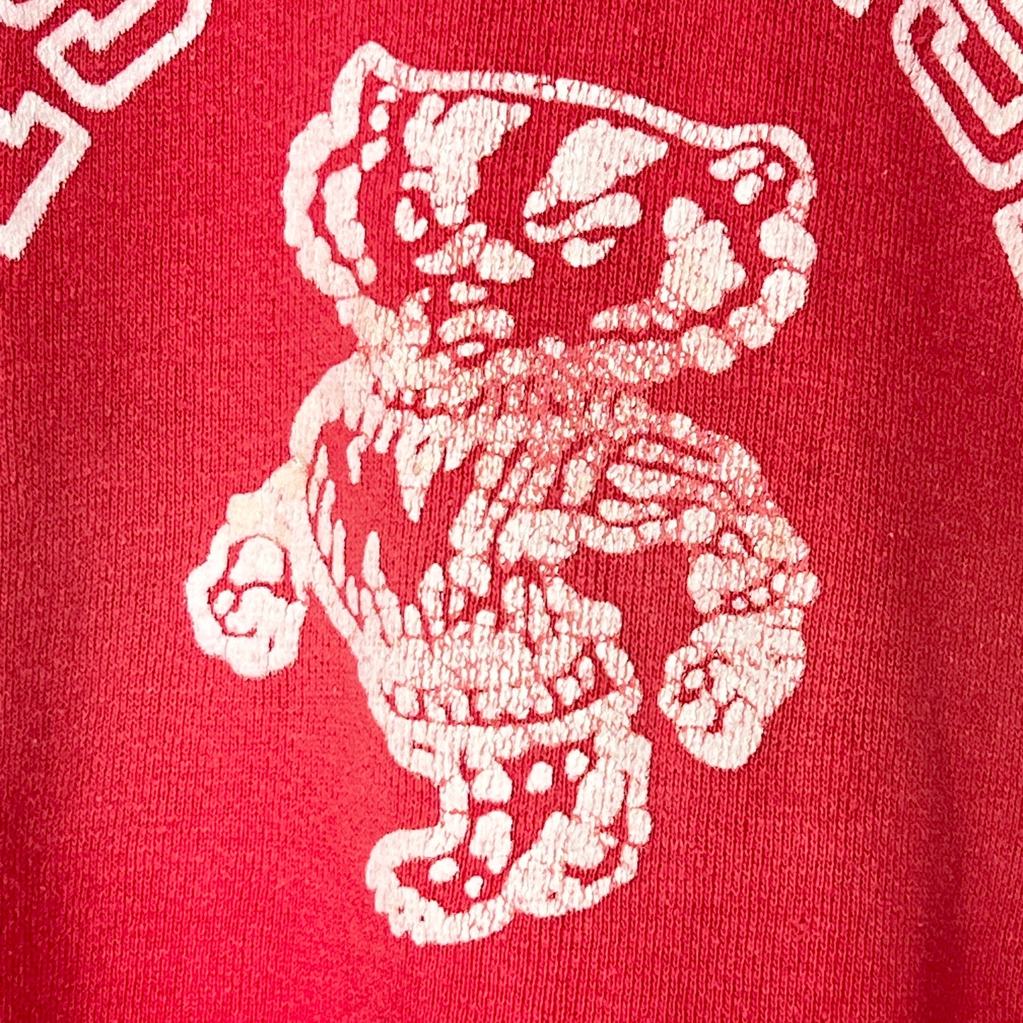1960s Red Sweatshirt with Wisconsin Flock Print