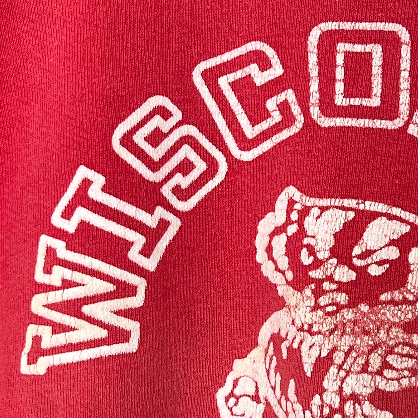 1960s Red Sweatshirt with Wisconsin Flock Print