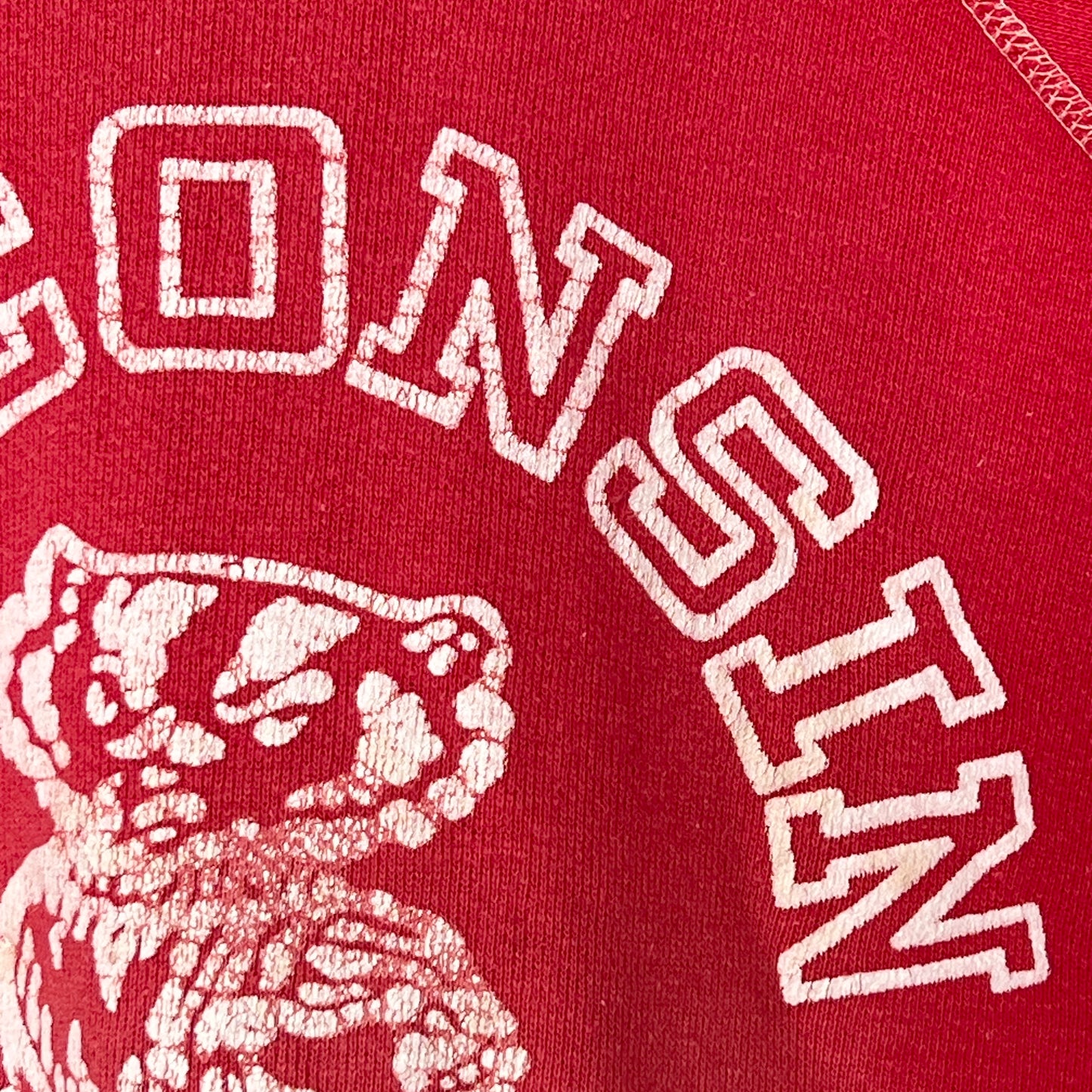 1960s Red Sweatshirt with Wisconsin Flock Print