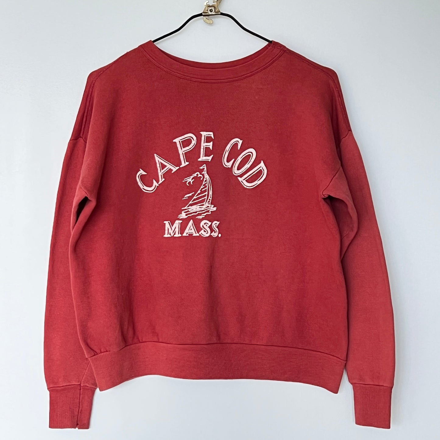 1960s Red Sweatshirt with Cape Cod Mass. Print