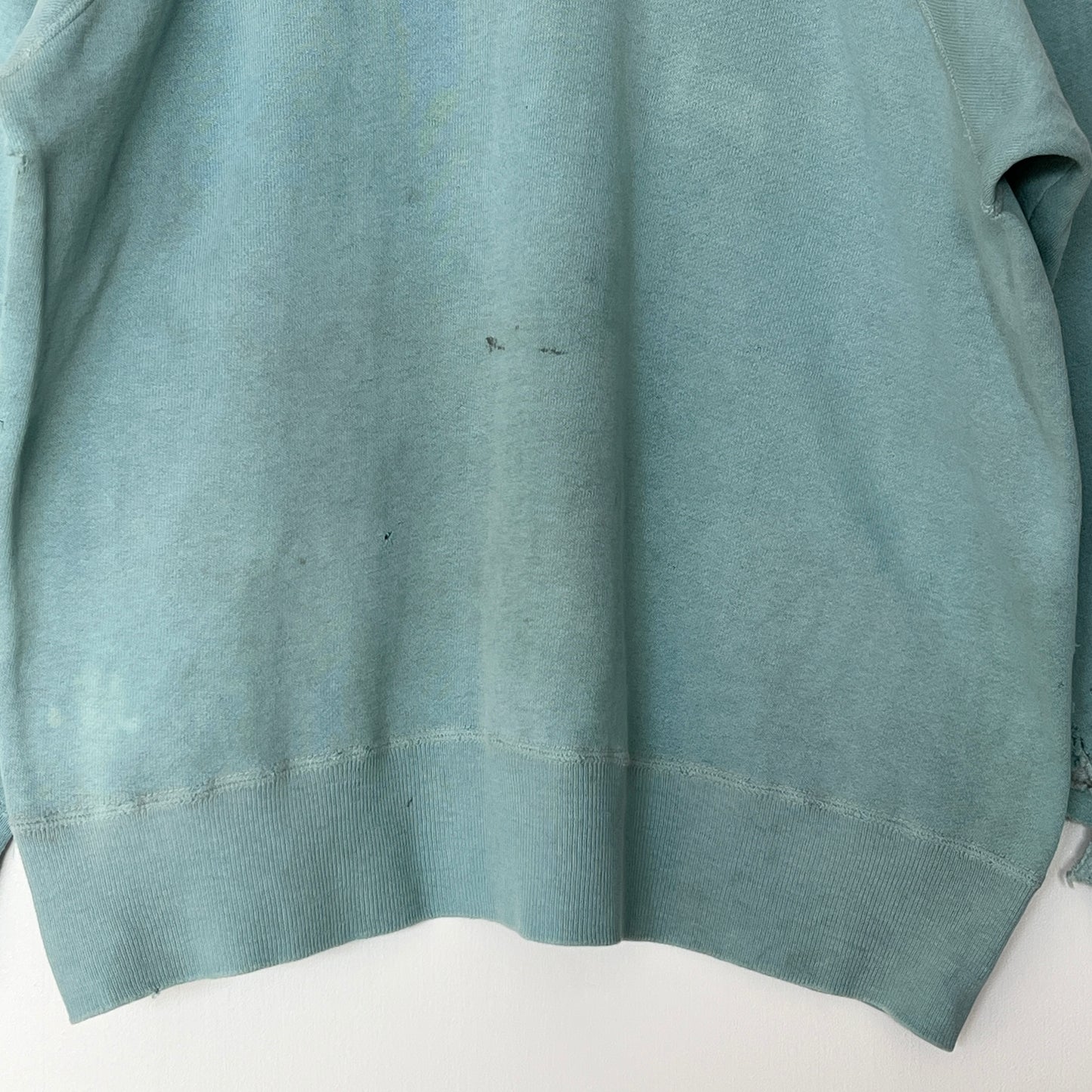 1960s Faded & Distressed Dusty Tiffany Blue Sweatshirt