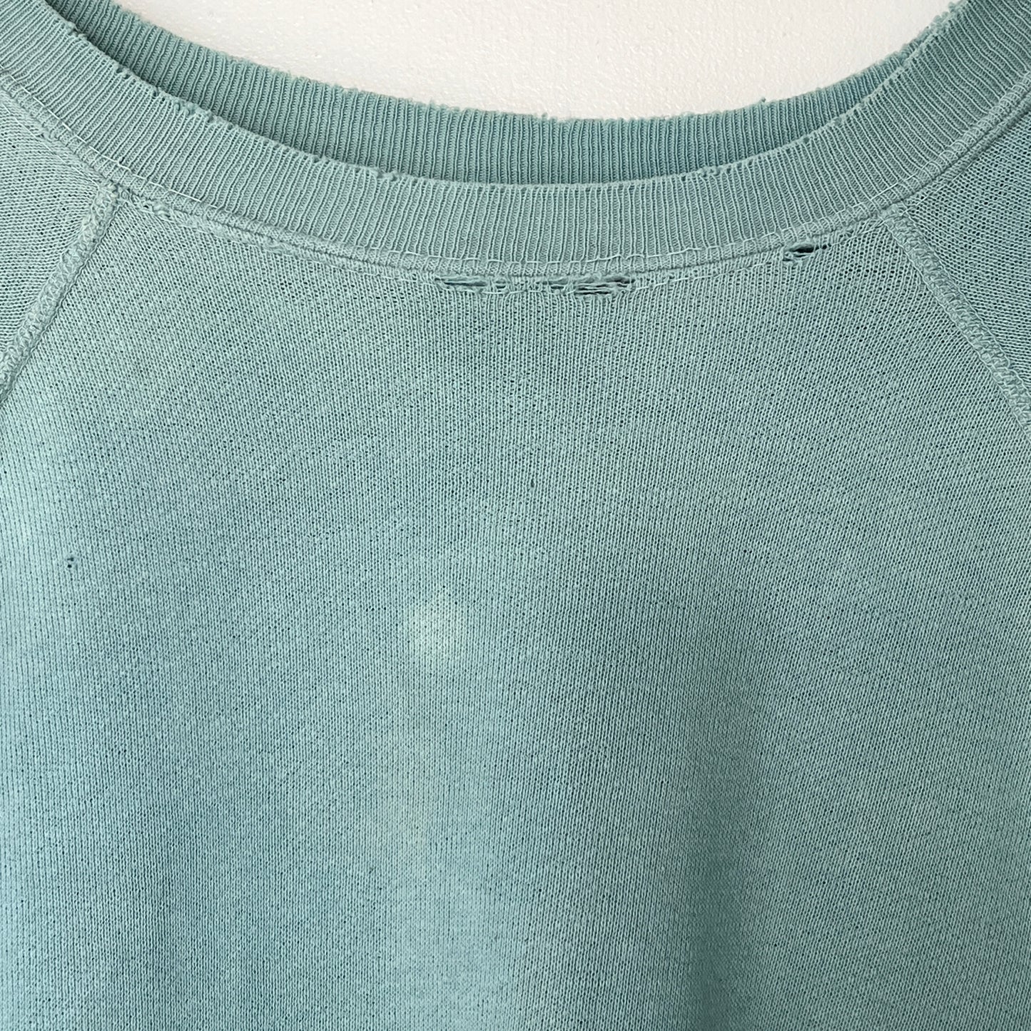 1960s Faded & Distressed Dusty Tiffany Blue Sweatshirt