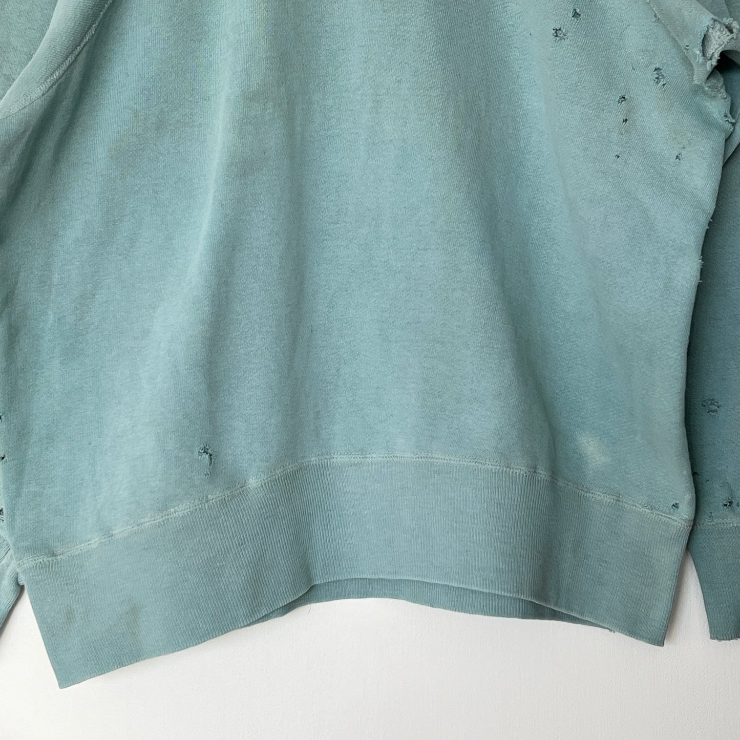1960s Faded & Distressed Dusty Tiffany Blue Sweatshirt