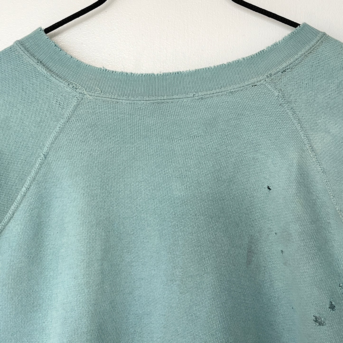 1960s Faded & Distressed Dusty Tiffany Blue Sweatshirt