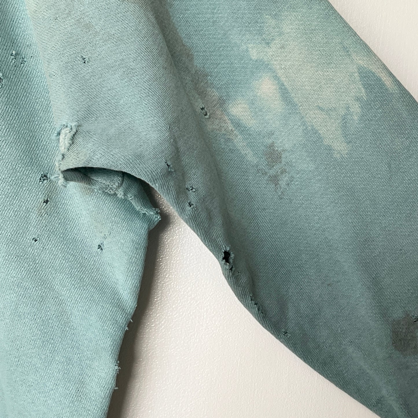 1960s Faded & Distressed Dusty Tiffany Blue Sweatshirt
