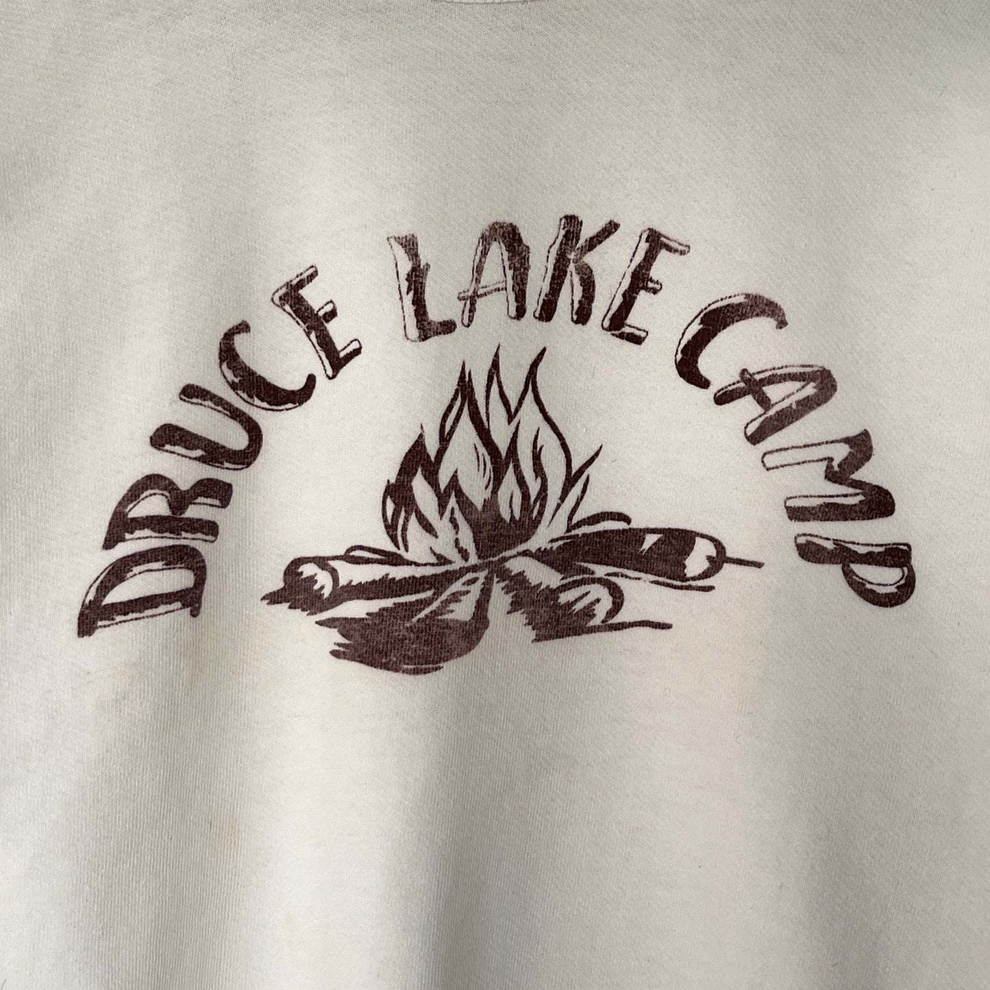 1951s ~ 1961s Champion White Sweatshirt with Druce Lake Camp Print