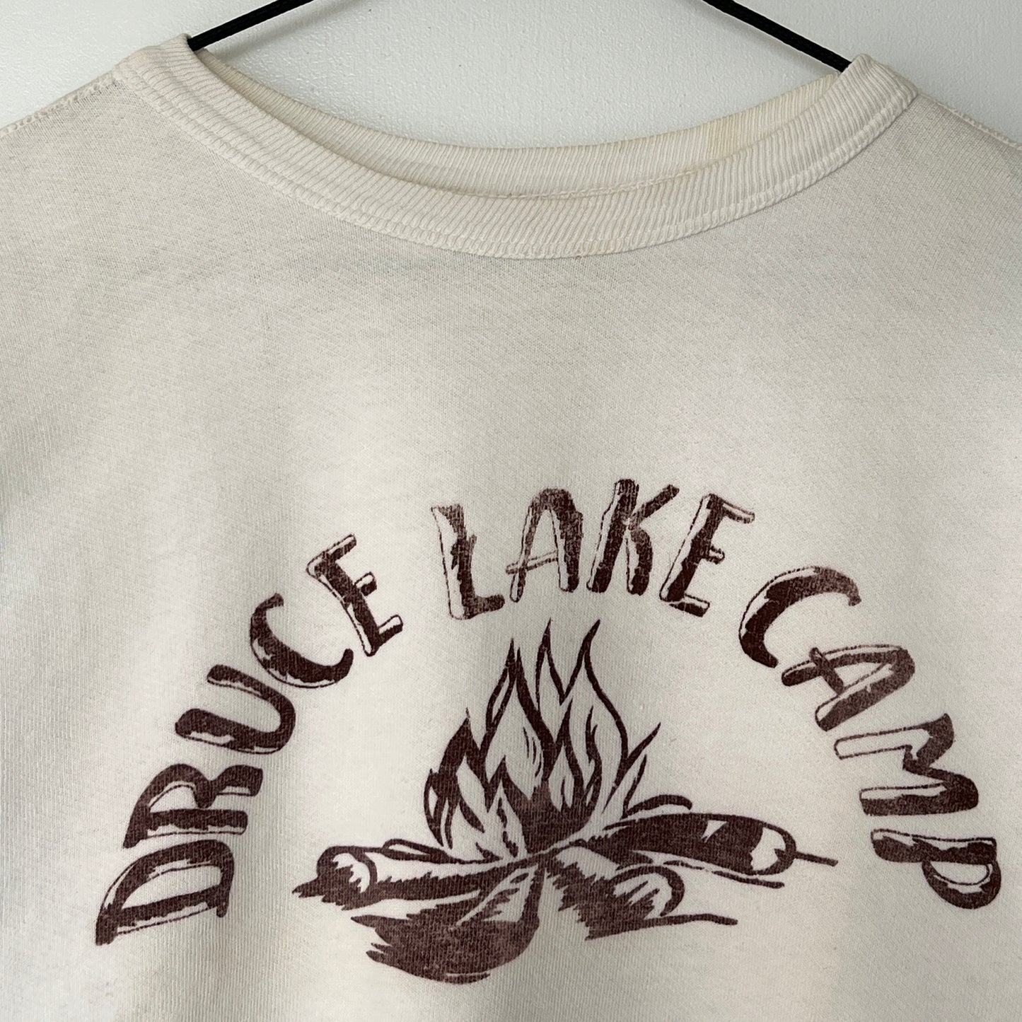1951s ~ 1961s Champion White Sweatshirt with Druce Lake Camp Print