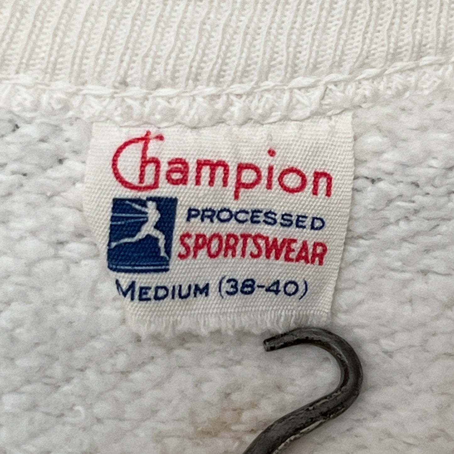 1951s ~ 1961s Champion White Sweatshirt with Druce Lake Camp Print