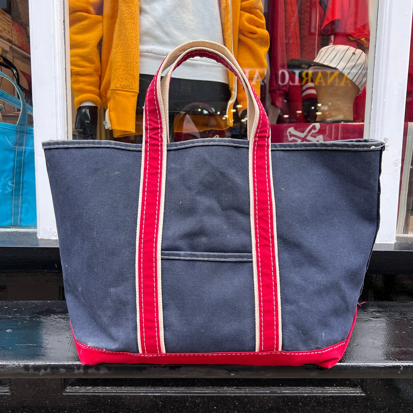 1980s L.L.Bean Two Tone Blue and Red Large Boat and Tote Bag