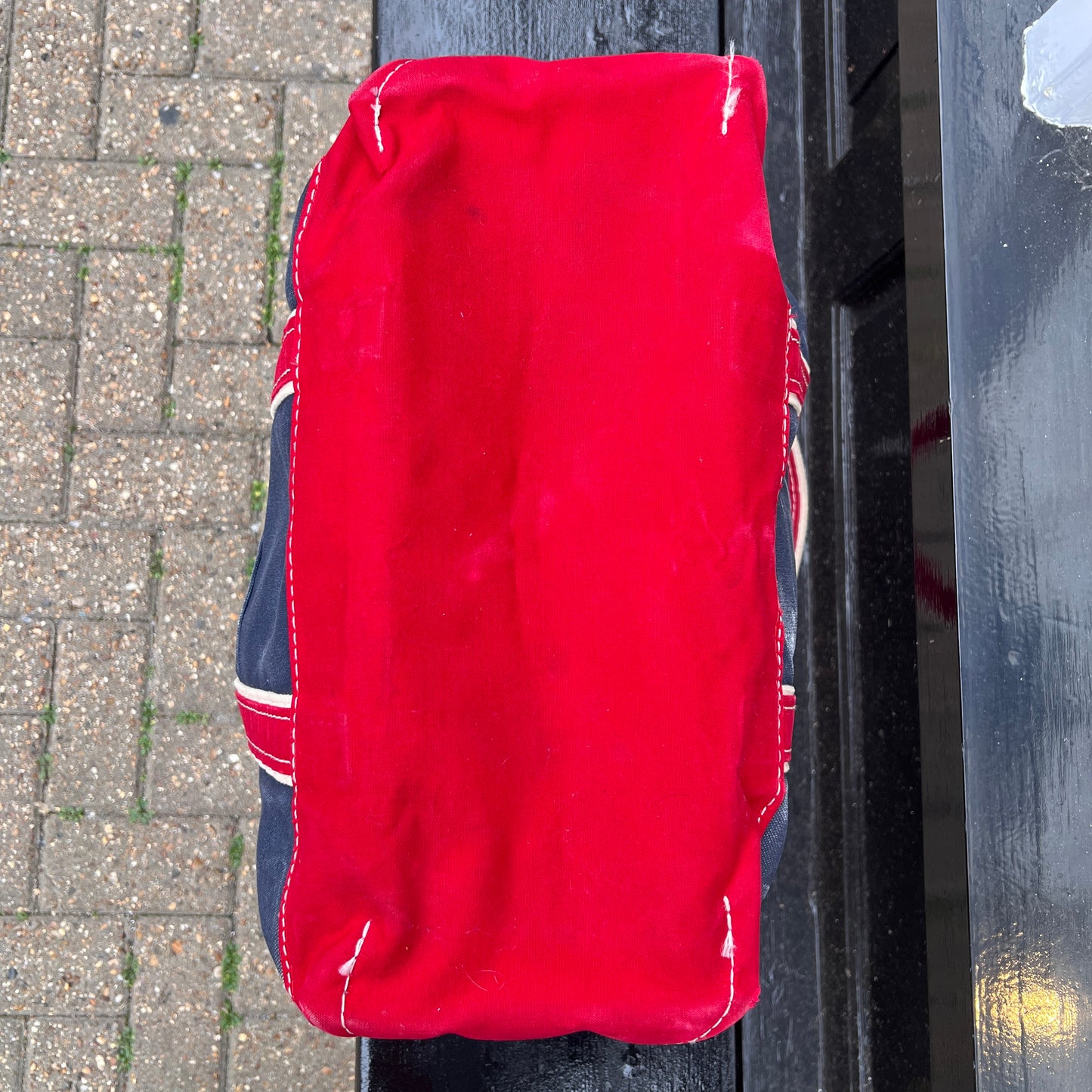 1980s L.L.Bean Two Tone Blue and Red Large Boat and Tote Bag