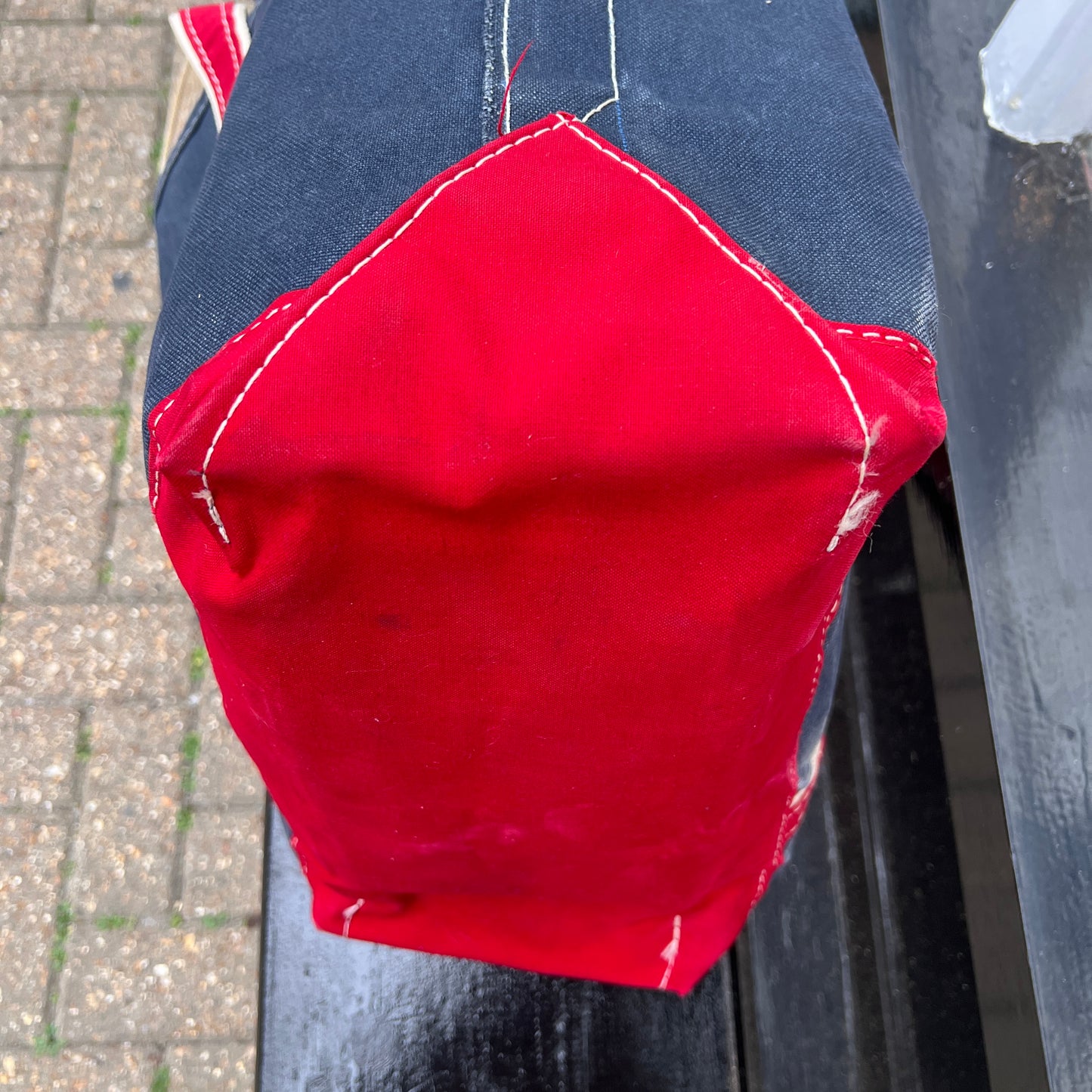 1980s L.L.Bean Two Tone Blue and Red Large Boat and Tote Bag