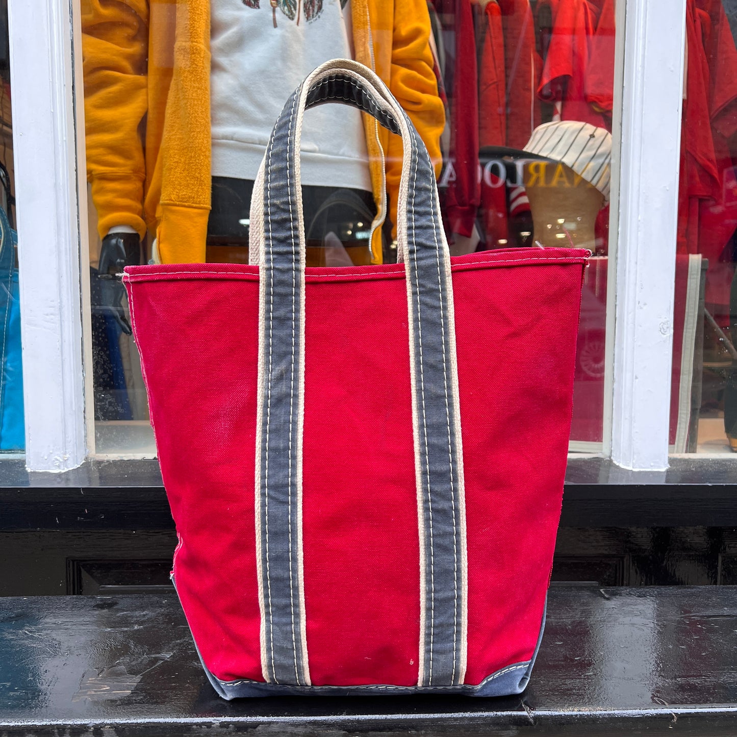 1980s L.L.Bean Two Tone Red and Blue Medium Boat and Tote Bag