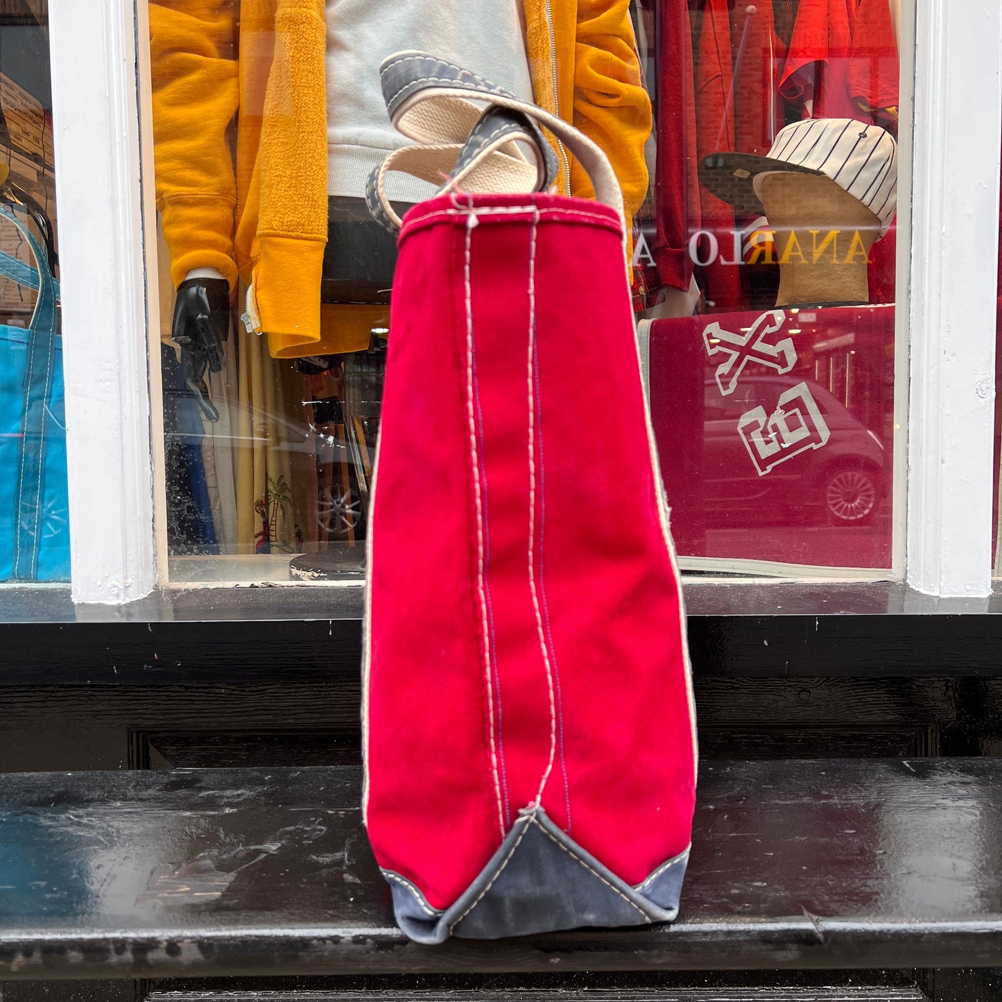 1980s L.L.Bean Two Tone Red and Blue Medium Boat and Tote Bag