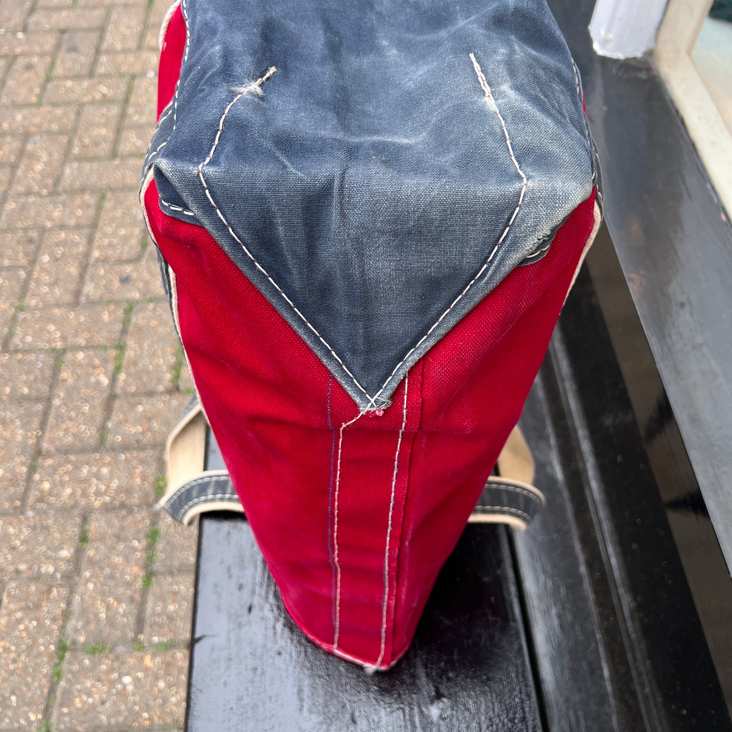 1980s L.L.Bean Two Tone Red and Blue Medium Boat and Tote Bag