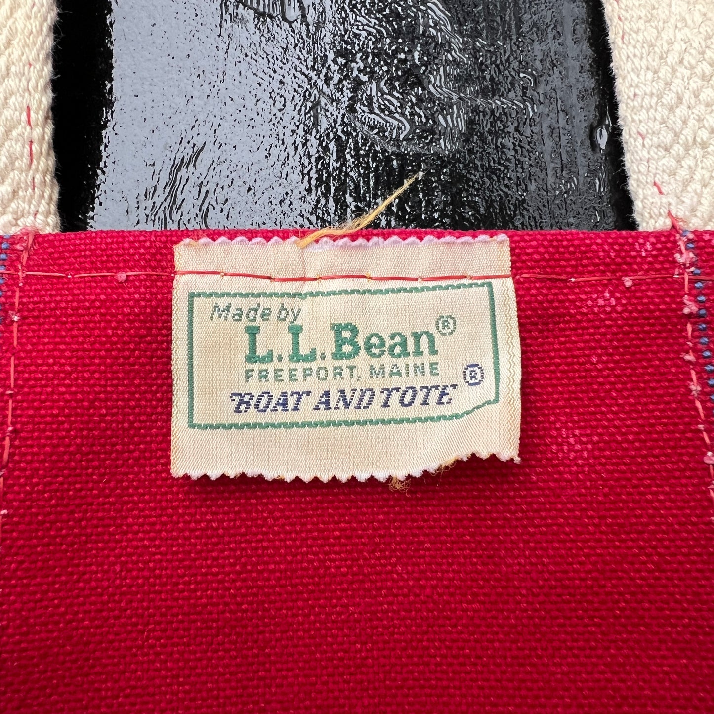 1980s L.L.Bean Two Tone Red and Blue Medium Boat and Tote Bag