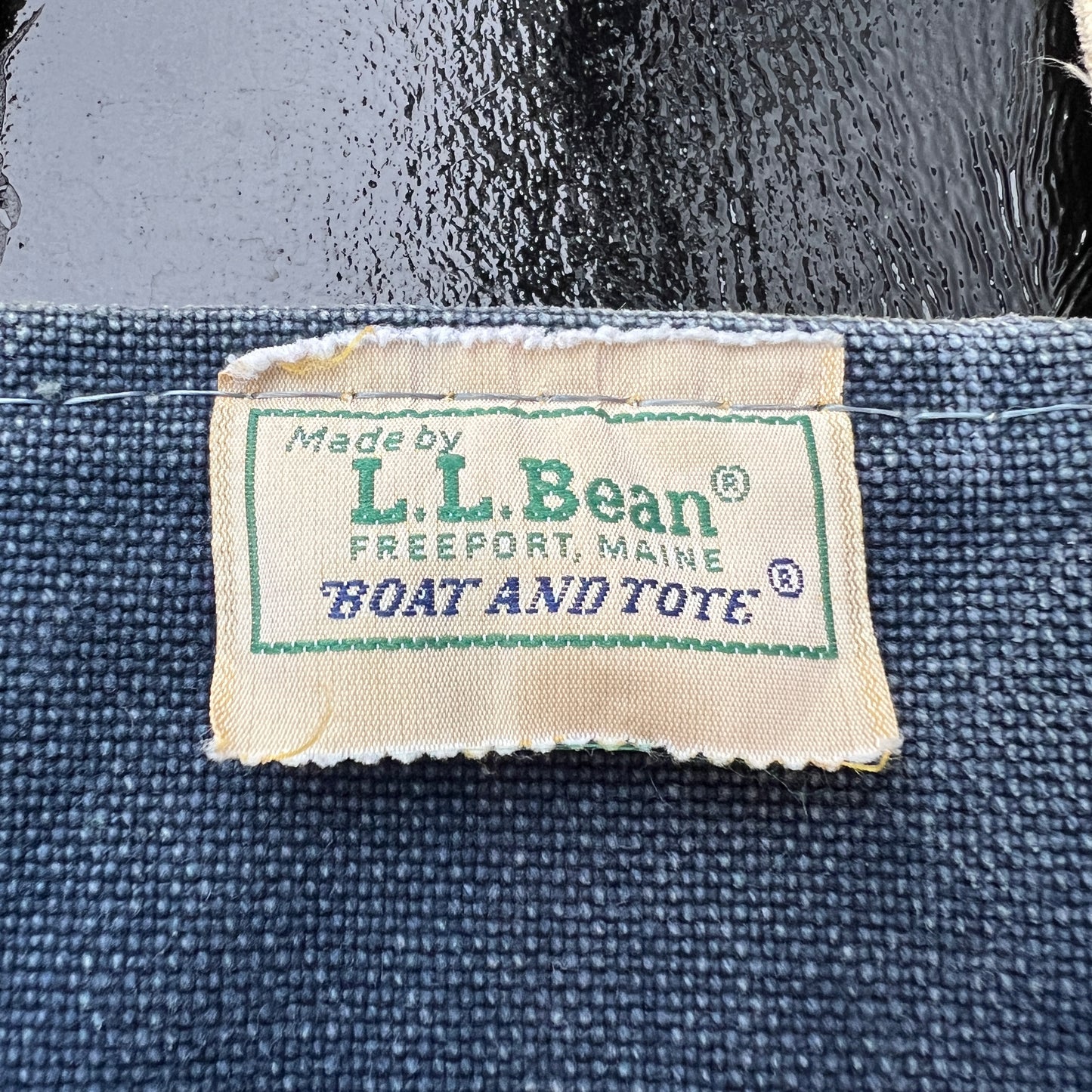 1980s L.L.Bean Two Tone Blue and Green Medium Boat and Tote Bag