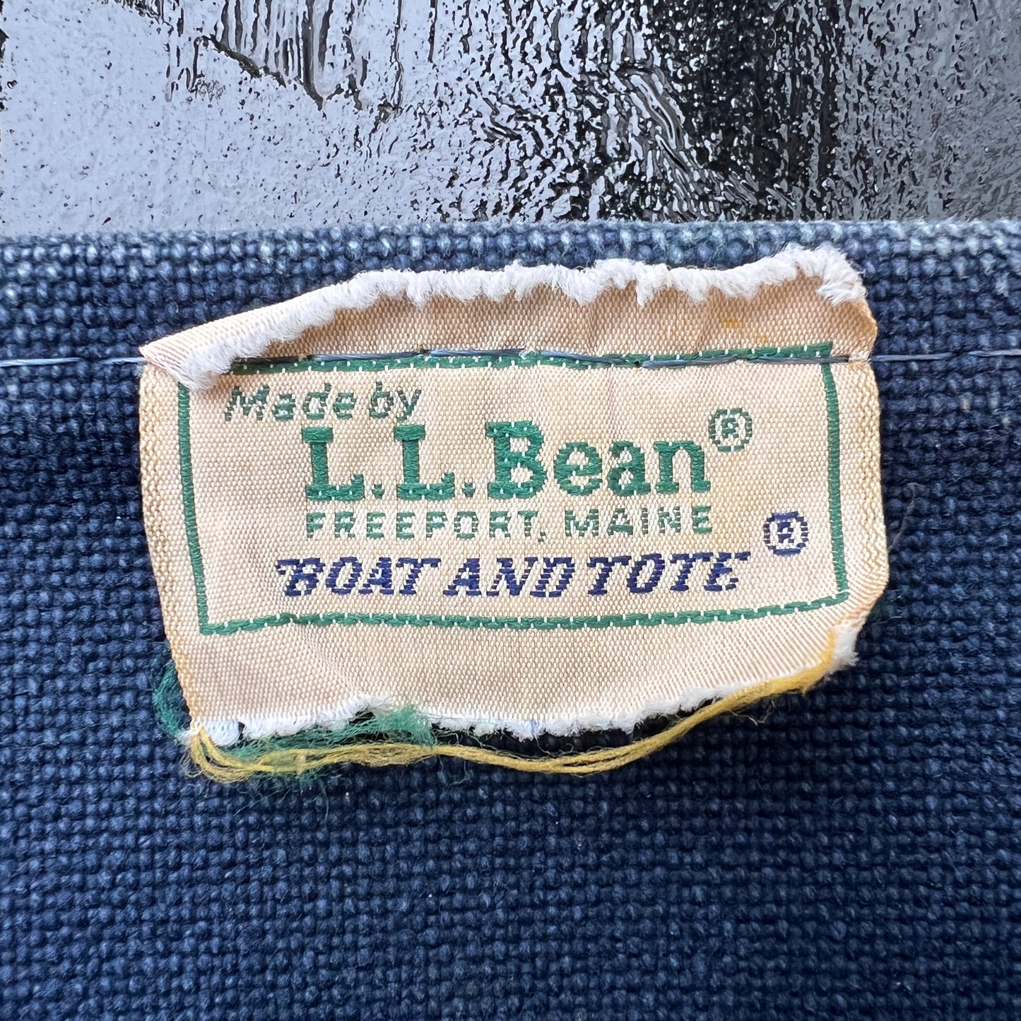 1980s L.L.Bean Two Tone Blue and Green Medium Boat and Tote Bag