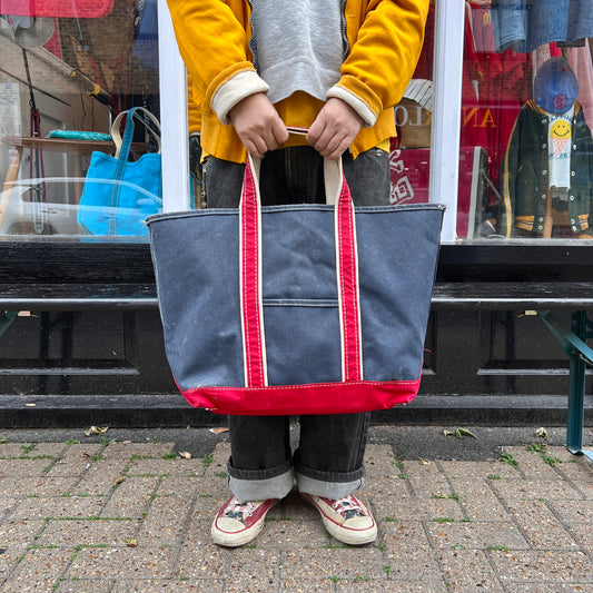 1980s L.L.Bean Two Tone Blue and Red Large Boat and Tote Bag