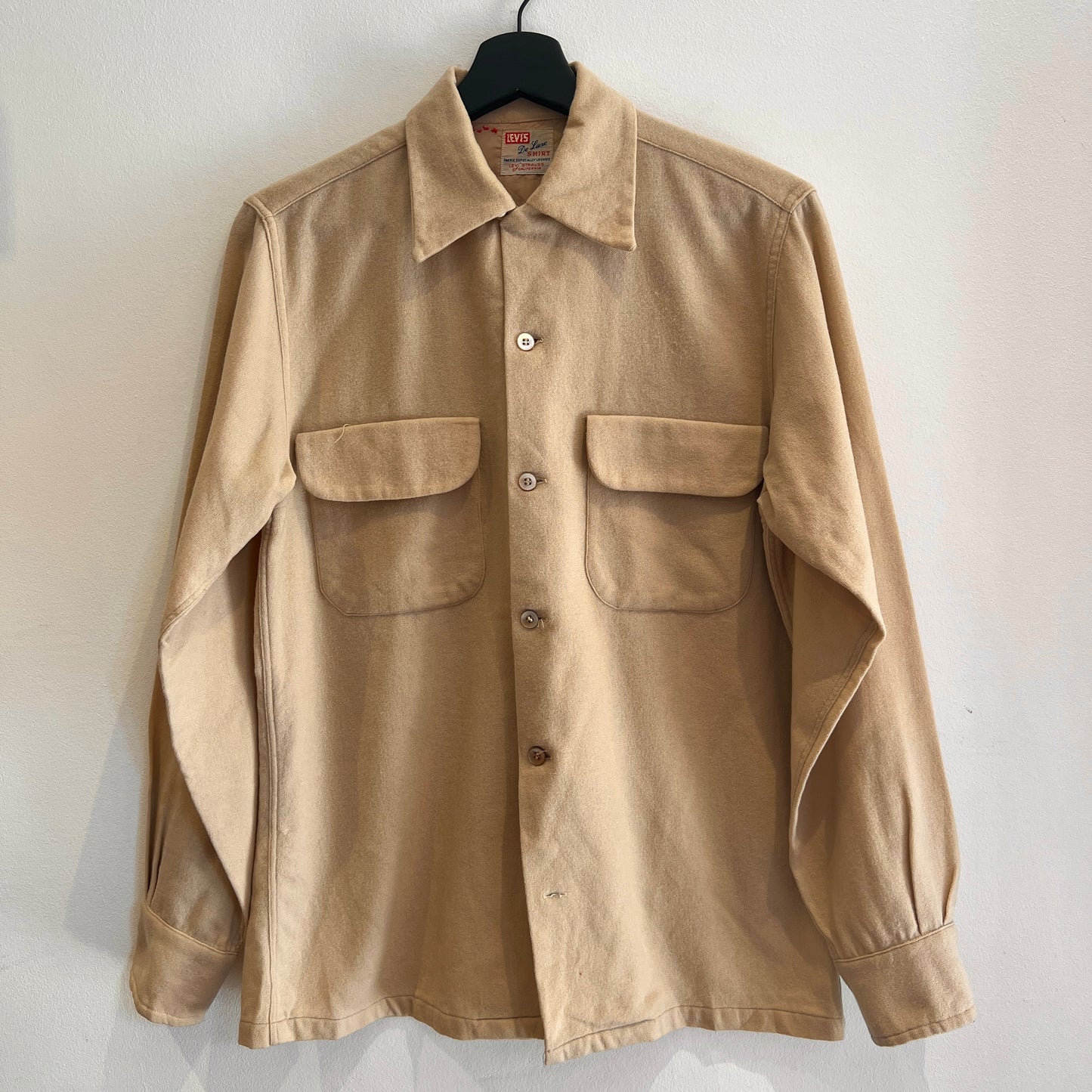 1950s Levi's De Luxe Plain Flannel Sand Beige Shirt
