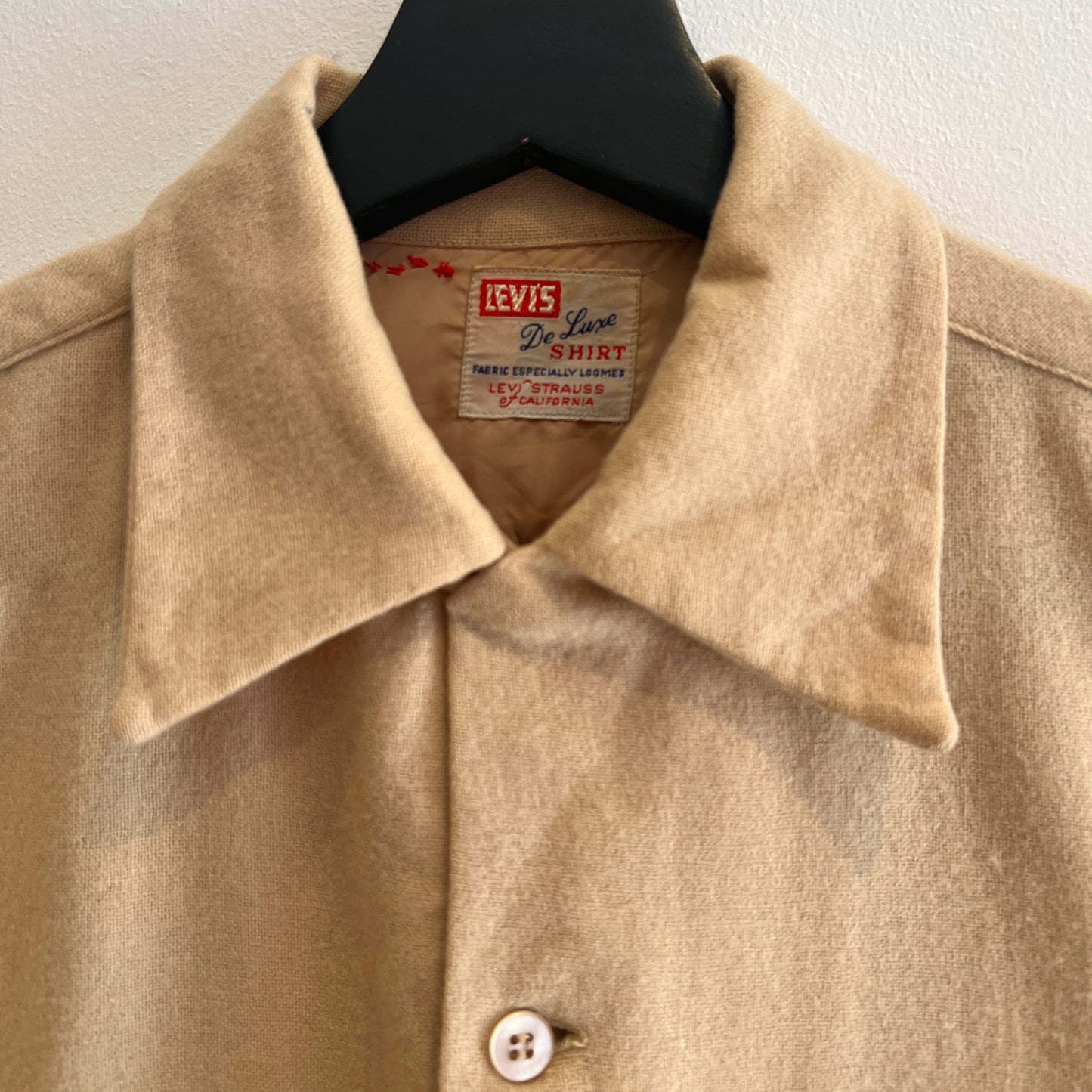 1950s Levi's De Luxe Plain Flannel Sand Beige Shirt